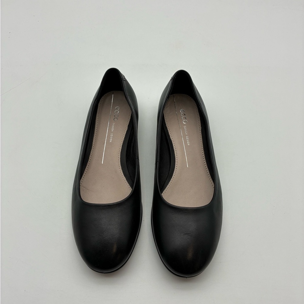 Ecco Black Leather Ballet Flats, EU 37